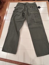 Vintage Dickies Carpenter Pants 30x29 Olive Green Distressed Loose Fit Workwear