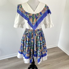 Square Dance Skirt  Top Set London Bridge Mondiki Southwestern Print Marked L