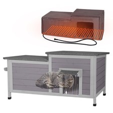 Heated Insulated Cat House Outdoor Winter Weatherproof Shelter