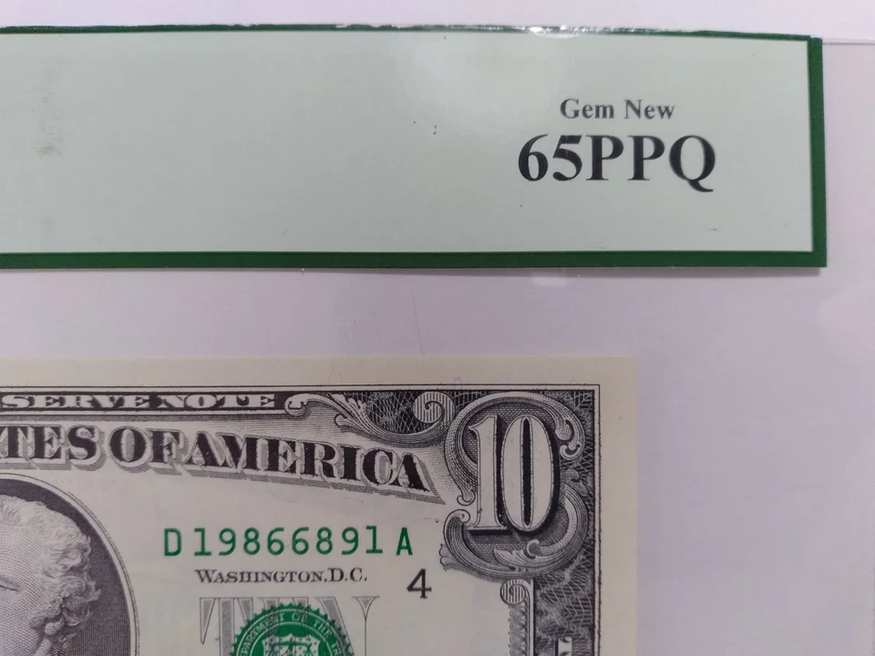 PCGS $10 Fr. 2030-D 1993 GEM NEW 65PPQ Fancy Serial Number BirthYear Note '1986' - Image 2 of 4