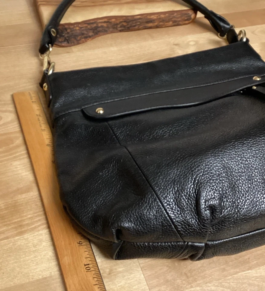 Vintage Clarks Black Genuine Leather Purse Boho Hobo Shoulder Bag Handbag - Image 2 of 4