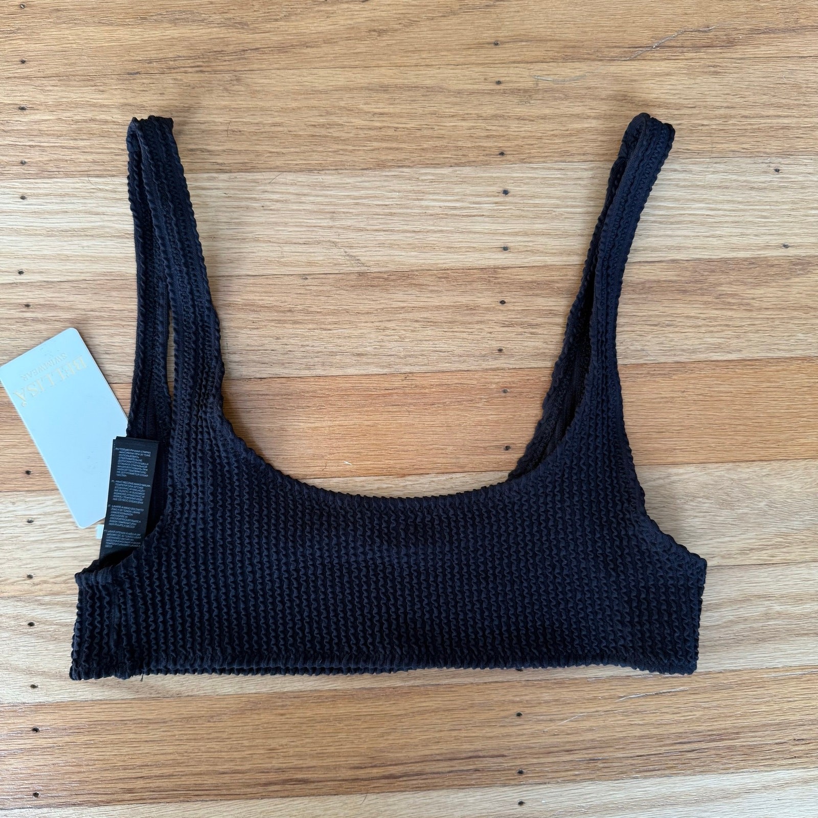 Kith Amara Black Textured Micro Bikini Top Size S Beach Pool Minimal Flirty Sexy image 8