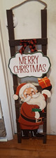 "SANTA ON A LADDER" MERRY CHRISTMAS HOLIDAY WOOD INDOOR/OUTDOOR SIGN, 51" TALL