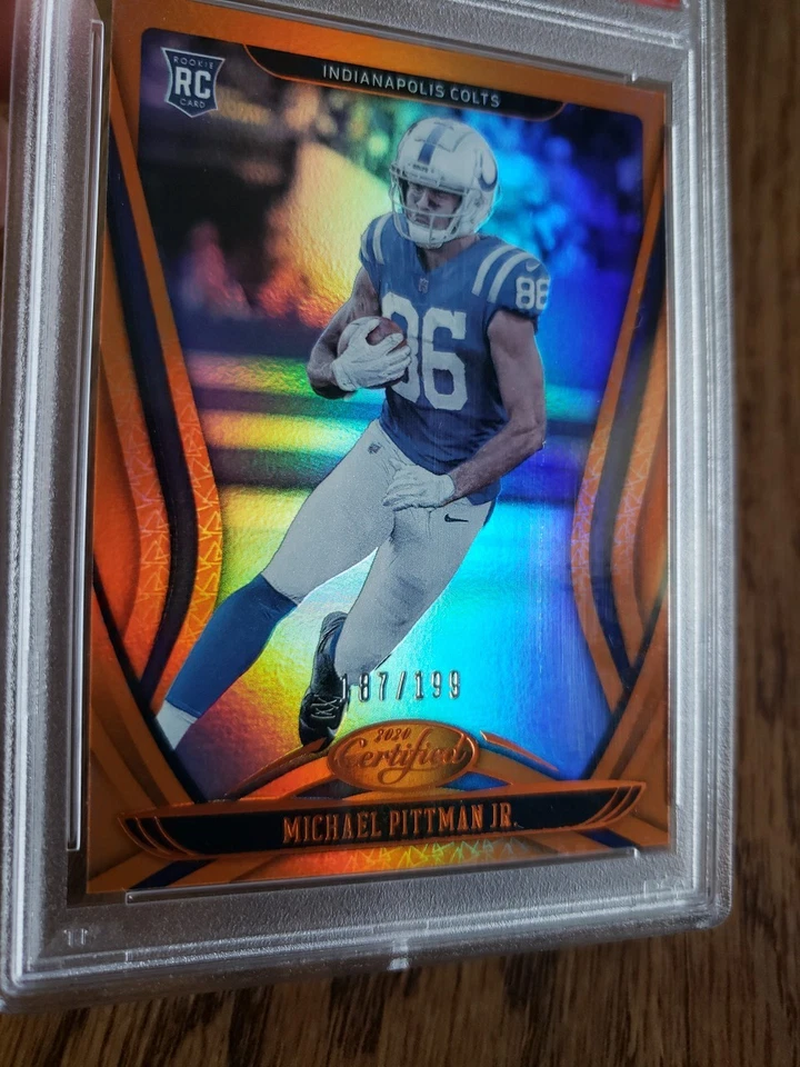 2020 Certified #122 Michael Pittman Jr. RC Mirror Orange /199 PSA Mint 9 Pop 3 - Image 2 of 3