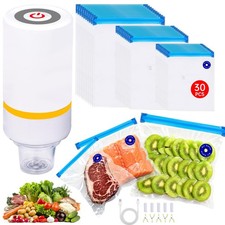 42 PCS Sous Vide Vacuum Sealer Set - 30 Reusable Bags, 5 Clips and Sealing Cl...
