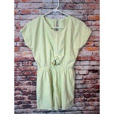 Abercrombie kids yellow linen short sleeve romper front tie girls size 11/12