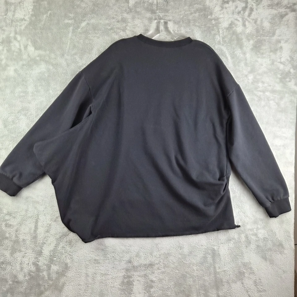 Concept Top Womens 0 Black Asymmetrical Hem Crew Neck Pullover Lagenlook Minimal - Image 2 of 4