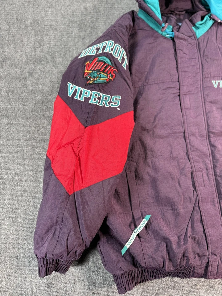 Chaqueta De Colección Detroit Vipers Para Hombres XL Púrpura Teal IHL Hockey Starter Años 90 Foto 3 de 4