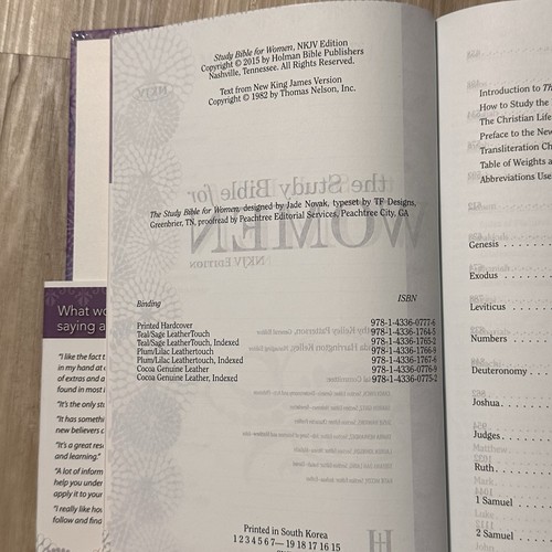 THE STUDY BIBLE FOR WOMEN: NKJV EDITION, PRINTED HARDCOVER By Kelley Dorothy - Picture 4 of 5
