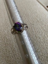Mystic topaz sterling silver ring