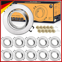 Led Einbaustrahler GU10 Set 10 StüCk Rund Chrom-GebüRstet 68Mm 30° Schwenkbar