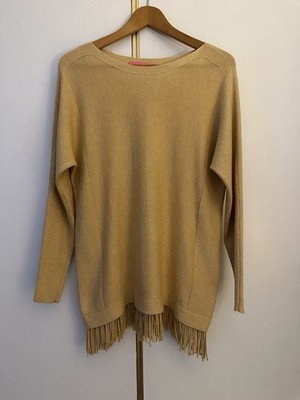 Lilly Pulitzer Glenda Coolmax Fringe Sweater Women s size SMALL Tan Long Sleeve