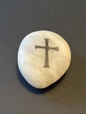 Prayer Stone Natural Small River Stone Rock With a Black Cross