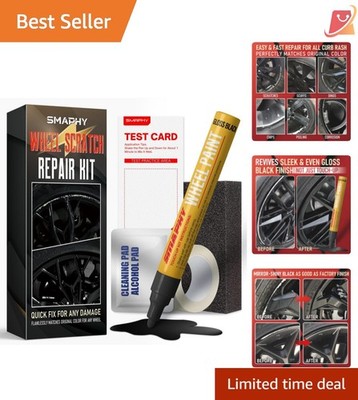 Wheel Scratch Repair Kit Enamel Black Paint Pen for Rim Touch-up and Damage