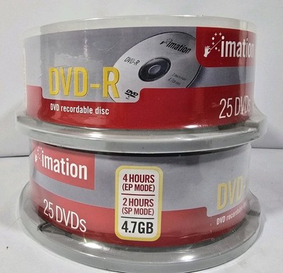 Lot Of 2 Imation DVD-R 25 Pack Recordable Discs 4.7GB - New Sealed 50 Total