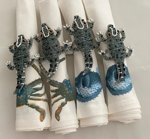 WORLD MARKET GATOR Napkin Rings Beaded Set Of 4 NEW - Picture 3 of 14