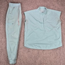 FIGS Scrub Set Fresh Aqua Womens XS/S Rafaela Oversized Top Zamora Jogger Pant