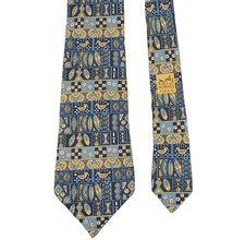 HERMES Paris 7641 TA Orange Heiroglyphics Pattern Silk Tie France W: 3.5  