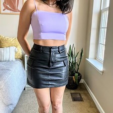 Hot !!! Women's Cargo Style Genuine Leather Mini Skirt Sleek, Edgy & Effortless