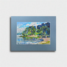 Oil painting Rest Ukrainian painter canvas Unframed Decor original landscape