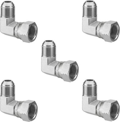 5 Pack 90 Degree Elbow JIC 37° Hydraulic Fittings: 1/2'' JIC Male x 1/2'' JIC F...