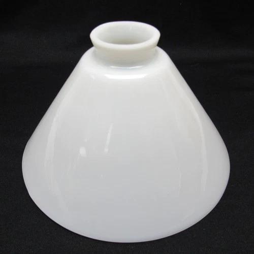 Vtg Milk Glass Lamp Shade MCM Cone pendant or student light smooth white