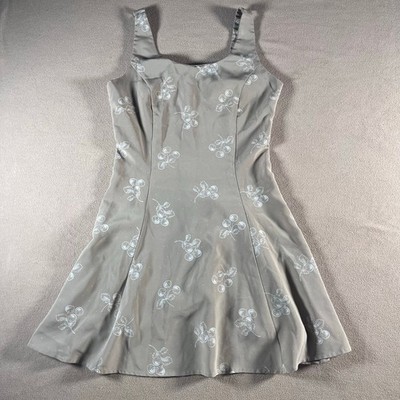 TRUE VTG Women s Lightweight Mini Dress Tan with White Cherry Pattern Size Small