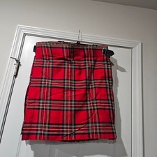 Scottish Highland Kilt Authentic Woven Tartan Red Men's Skirt Size 46 Scottish