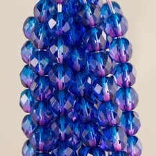 8mm Sapphire/Fuchsia Czech Firepolish Faceted Glass Beads 25 