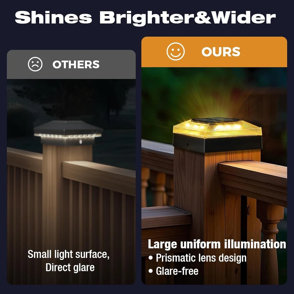 4x4 Solar Pfostenkappen Licht 3 Modus LED Pfostenleuchte Zaunpfosten Lampe Außen - Bild 4 von 4