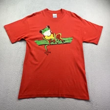 Vintage Frog Screen Stars Fruit Of The Loom Size L Single Stitch T-Shirt Red