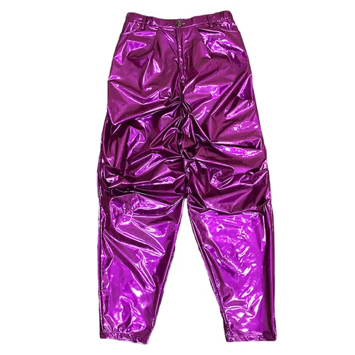 Herren Metallic Kunstleder PU Hose Tapered Hose Shinny Tanz Schausteller Kostüm - Bild 19 von 38