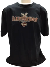 Mens 2XL Harley Davidson Motorcycles Black T-Shirt USA Made Quaid Loma Linda CA