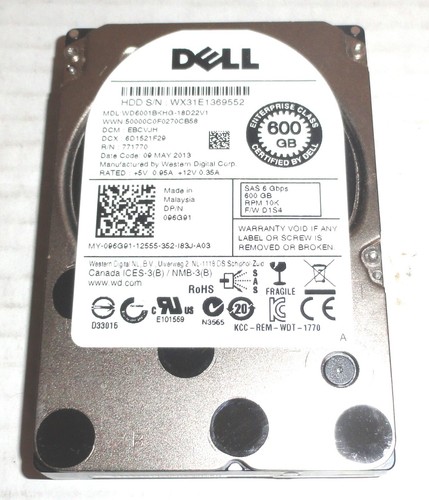 WD XE 600GB 10k RPM SAS 2.5 – Disco Rigido Ricondizionato Per Server Dell/HP