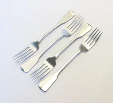 4 Four Oneida Cube American Colonial Pattern Stainless Steel Dinner Forks 7 1/4"