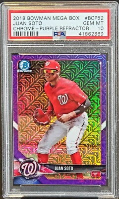 2018 Chrome PURPLE REFRACTOR Nats JUAN SOTO RC Card /250 PSA 10 