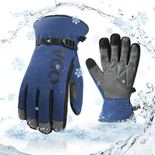 Vgo 1Pairs -4℉ Lined Touchscreen Waterproof Winter Work Gloves (SL7761FLWP-BLU)