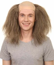 Scary Bald Clown Gray Green Straight Wig Halloween Party Fancy Dress HM-597
