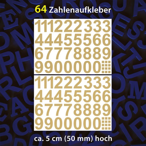 Zahlen 5 Cm Hoch, 64 Stk, Weiß, Klebezahlen, Aufkleber Folie