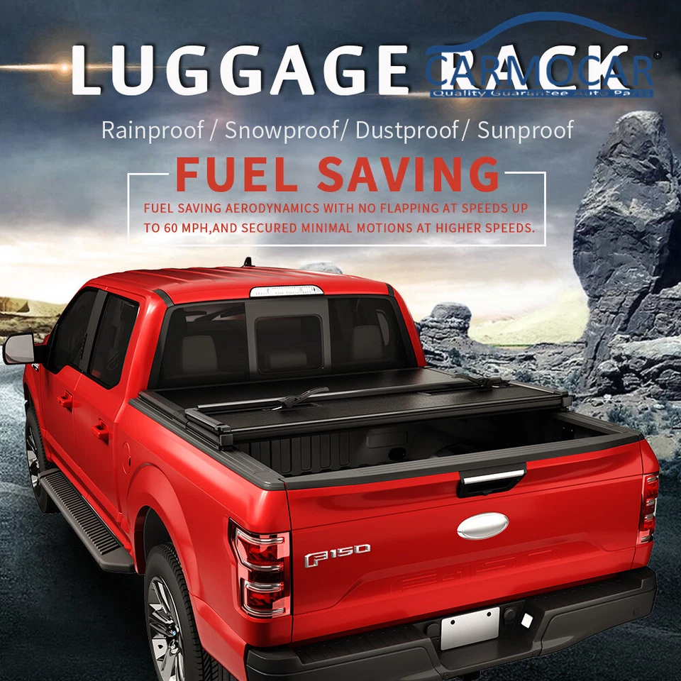 Tonneau Cover For 2007-2021 Toyota Tundra 5.5FT Short Bed Hard Tri-Fold Truck - Image 3 of 4