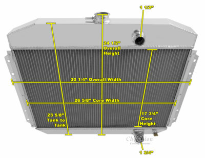3 Row Eagle Champion Radiator for 1961 - 1964 Ford F-Series 6 Cylinder Engine