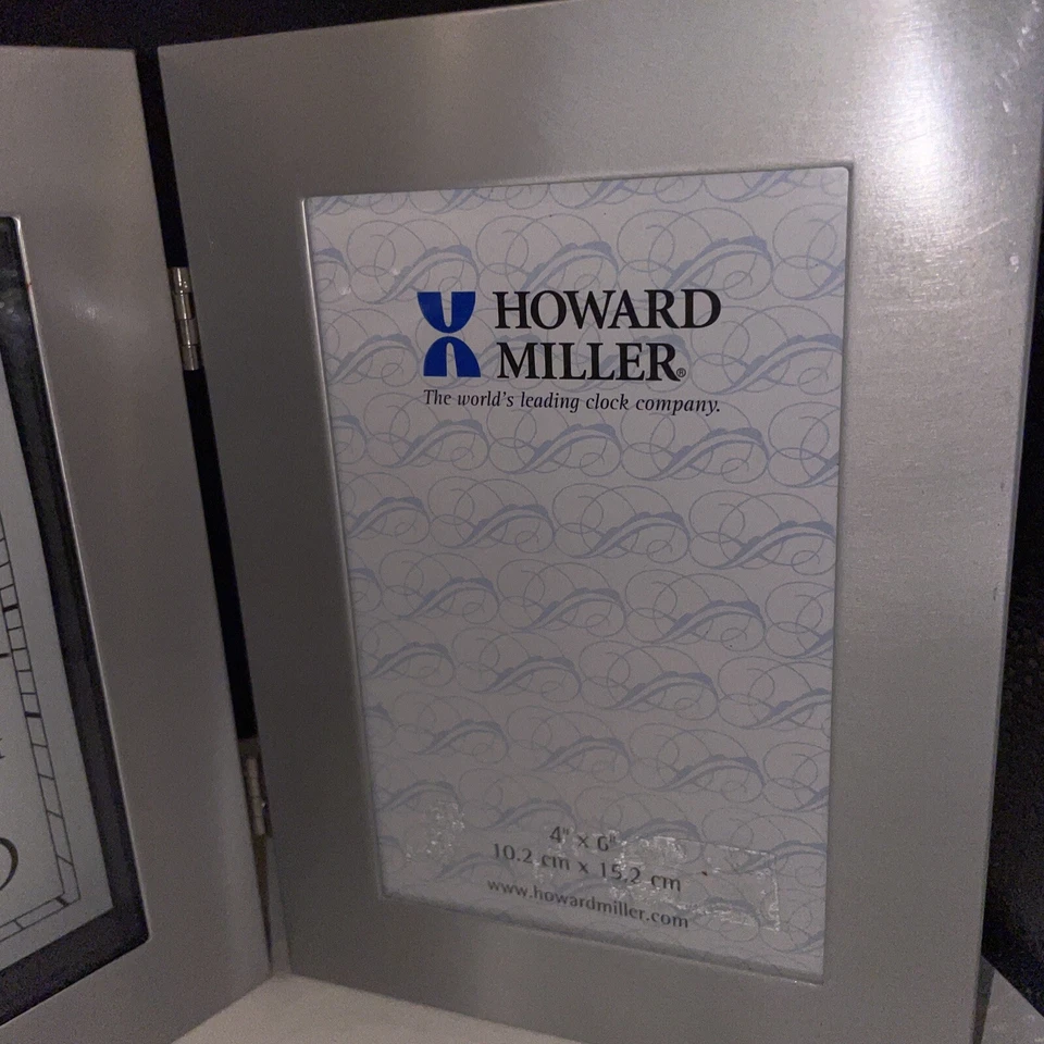 Howard Miller Silver Picture Frame Battery Clock-Model 645-677 Holds 4x6 Photo - Image 3 of 4