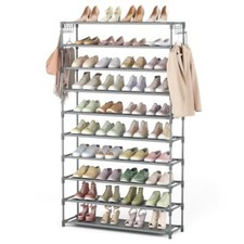 10 Tiers Shoe Rack 50 Pairs Large Capacity Tall Shoe Organizer Sturdy Shoe Grey