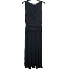 ShapeFX Women's Y2K Black Sleeveless Surplus Bust Gathered Waist Midi Dress Sz L