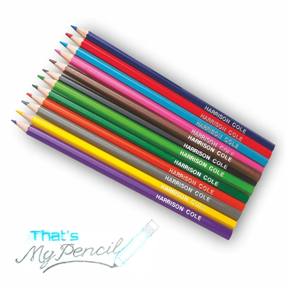 12 Hexagonal Colouring/Coloured Personalised Pencils Embossed with Name - Image 2 of 3