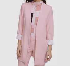 Calvin Klein Women's Pink Solid Open-Front Long Blazer Jacket Size 2