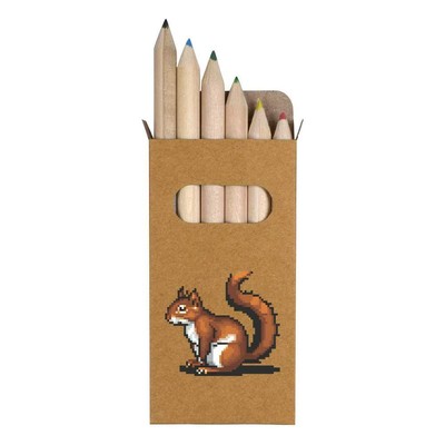 6 x 'Pixel Art Red Squirrel' Short Colour Pencils (PE00060386)