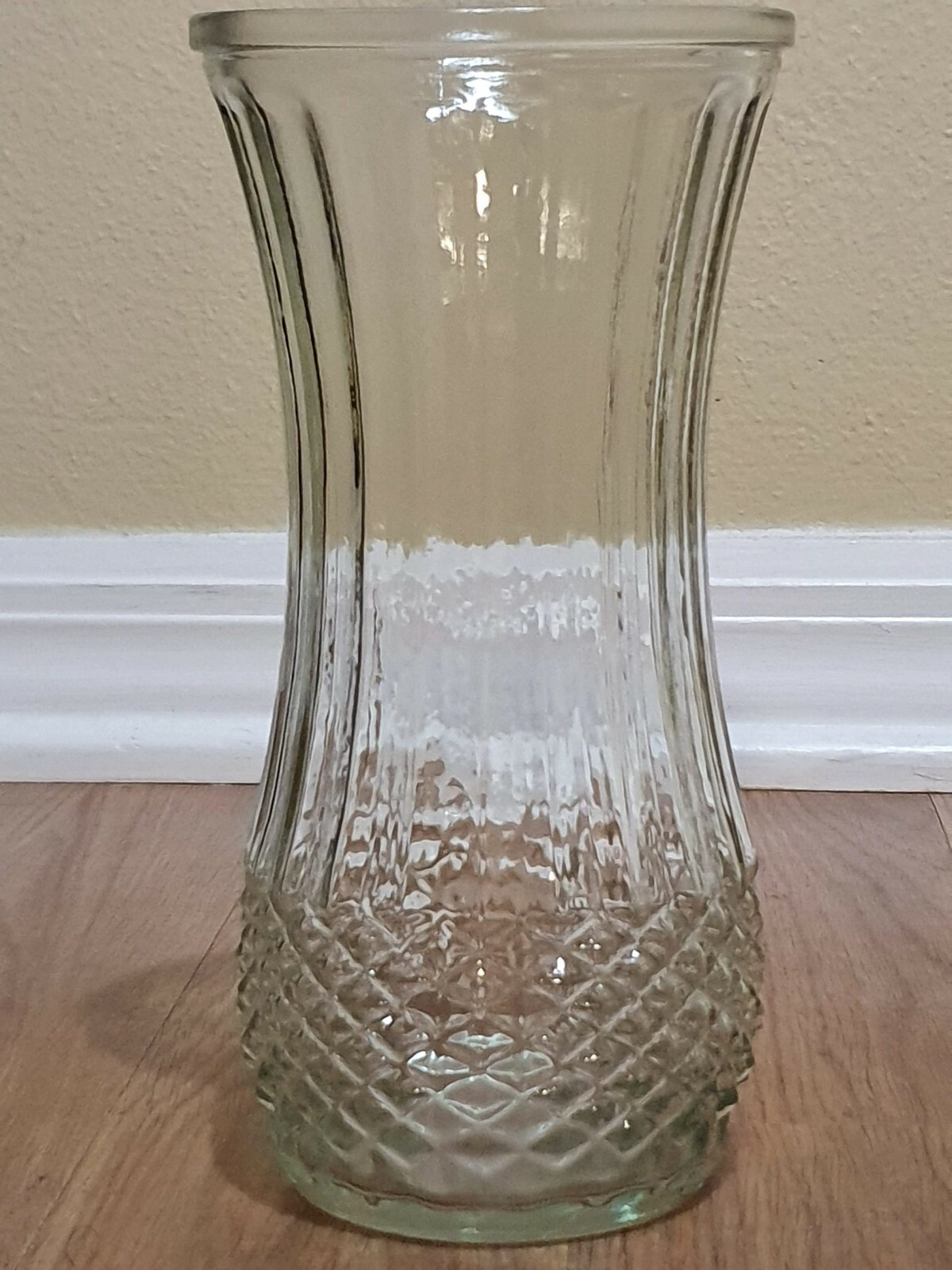 Hoosier Glass Vase 4088 C Pressed Diamond Cut Vintage Clear Flower Pot