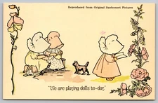 Postcard: Playing Dolls, Sunbonnet, Merrimack Publishing Corp., Posted 1974