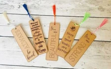 Set of 5 Wood Bookmarks Inspirational Quotes For Kids, Teens & Adults - Tassels 